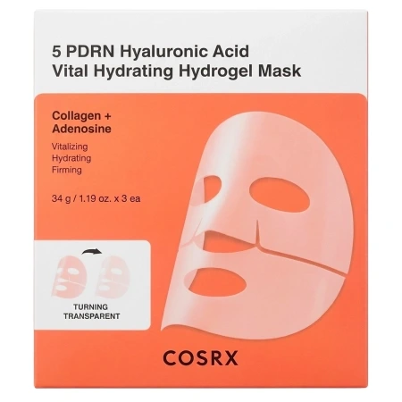 COSRX 5 PDRN Hyaluronic Acid Vital Hydrating Hydrogel Mask, 34g x 3ks