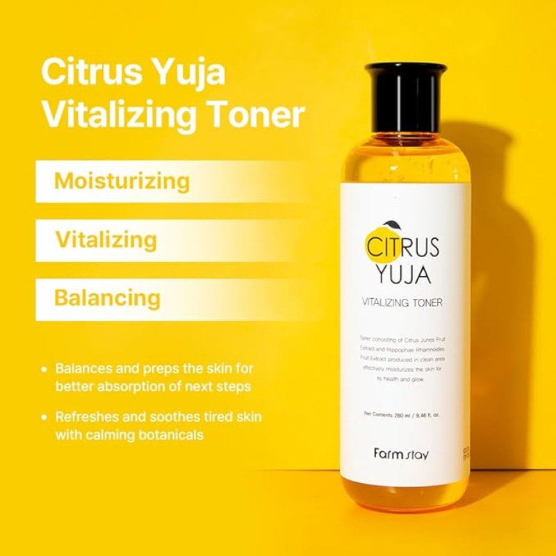 FARMSTAY CITRUS YUJA VITALIZING Toner, 280 ml 5