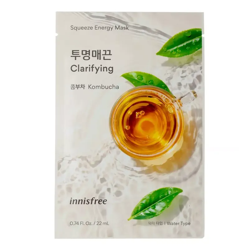 INNISFREE extilná maska na tvár Squeeze Energy Mask - Kombucha - Clarifying