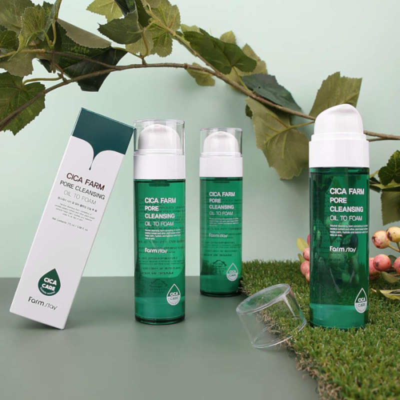 FARMSTAY CICA FARM Pore Cleansing OIL TO Foam, 115 ml 4