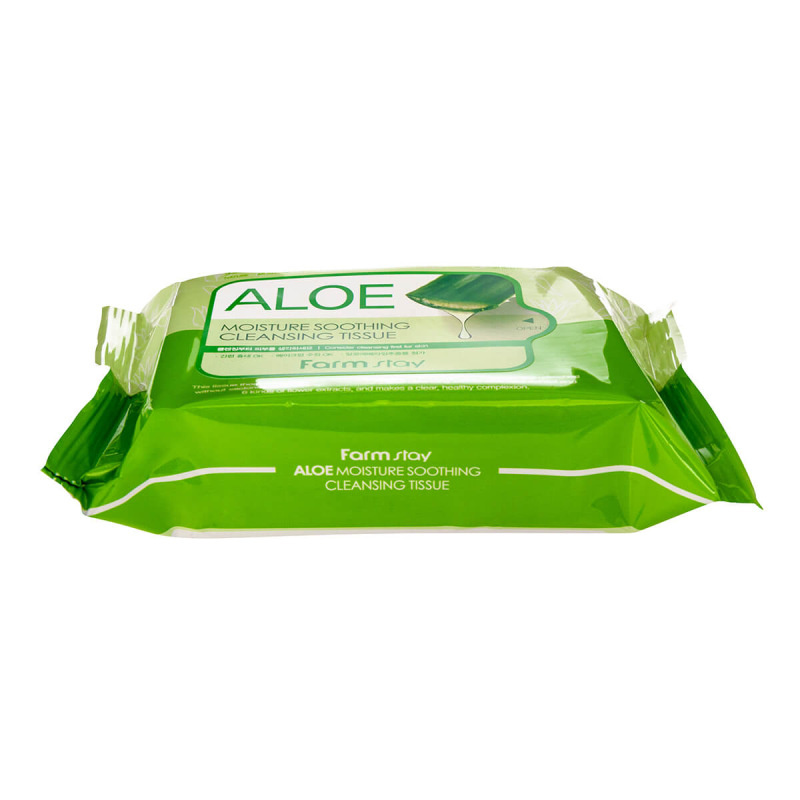 FARMSTAY Aloe Moisture Soothing Cleansing Tissue – Upokojujúce odličovacie obrúsky s aloe 1