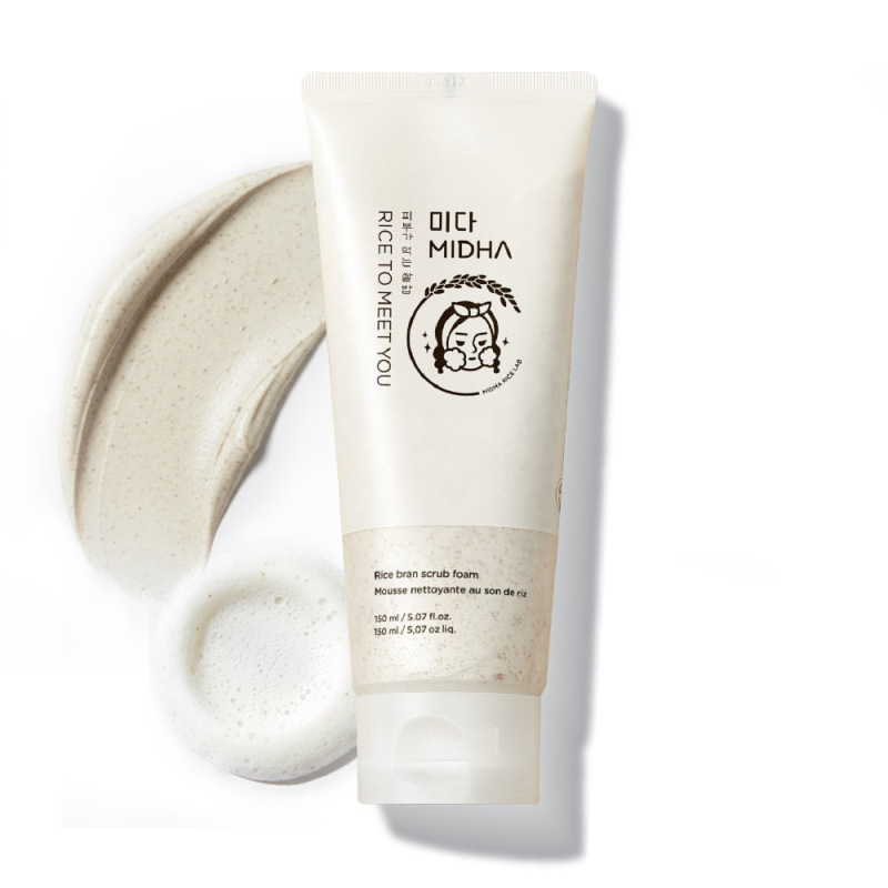 MIDHA Rice Bran Scrub Foam, 150 ml