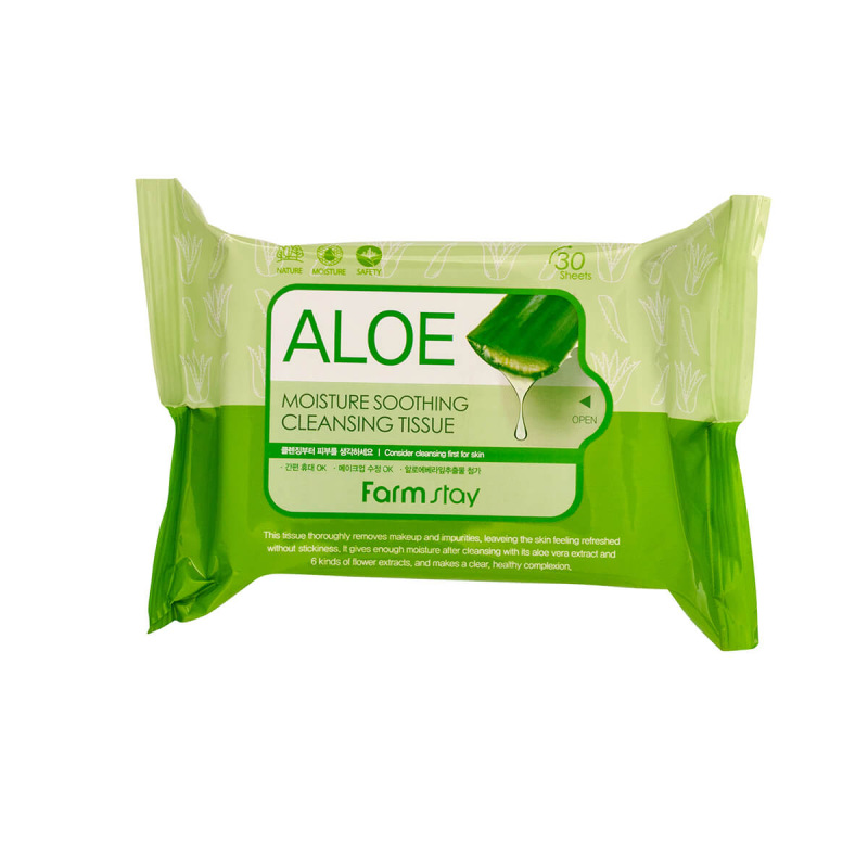 FARMSTAY Aloe Moisture Soothing Cleansing Tissue – Upokojujúce odličovacie obrúsky s aloe