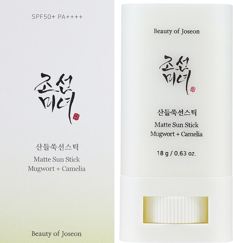 BEAUTY OF JOSEON Zmatňujúca tyčinka Matte Sun Stick Mugwort + Camelia SPF50+/PA++++