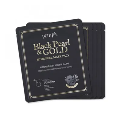 PETITFÉE Black Pearl & Gold Hydrogel Mask, 5ks