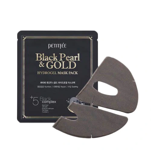 PETITFÉE Black Pearl & Gold Hydrogel Mask 4