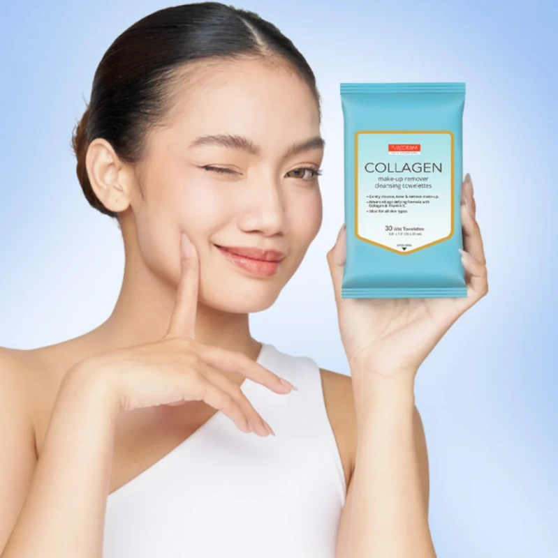 PUREDERM Make-up Remover Cleansing Towelettes COLLAGEN 1