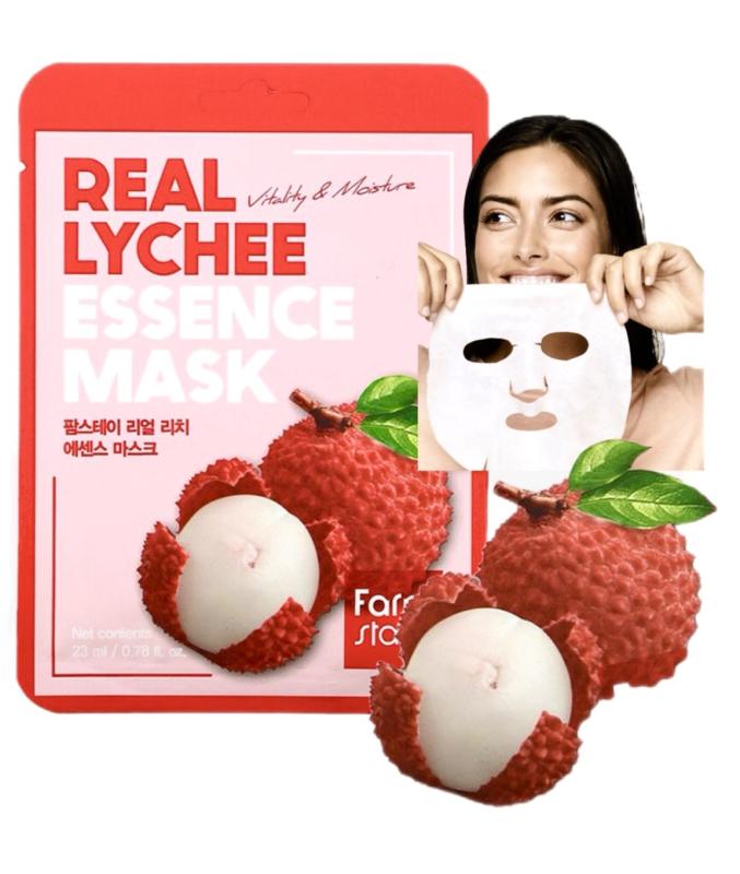 FARMSTAY REAL LYCHEE Essence Mask, 23 ml