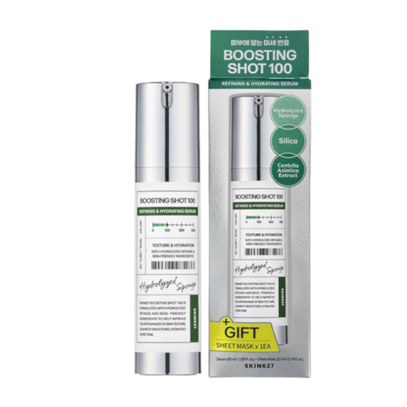 SKIN627 Boosting Shot 100+ Cica pleťová maska ​​so zeleným čajom 2