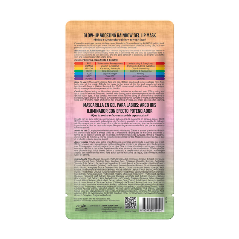 PUREDERM Glow-up Boosting RAINBOW:Gel Lip Mask – hydratačná maska na pery 1