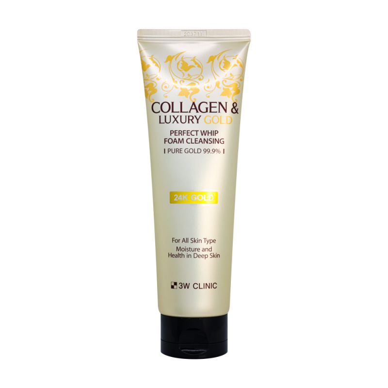 3W CLINIC Collagen & Luxury Gold Perfect Whip Foam Cleansing - čistiaca pena so zlatom