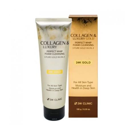3W CLINIC Collagen & Luxury Gold Perfect Whip Foam Cleansing - čistiaca pena so zlatom 2