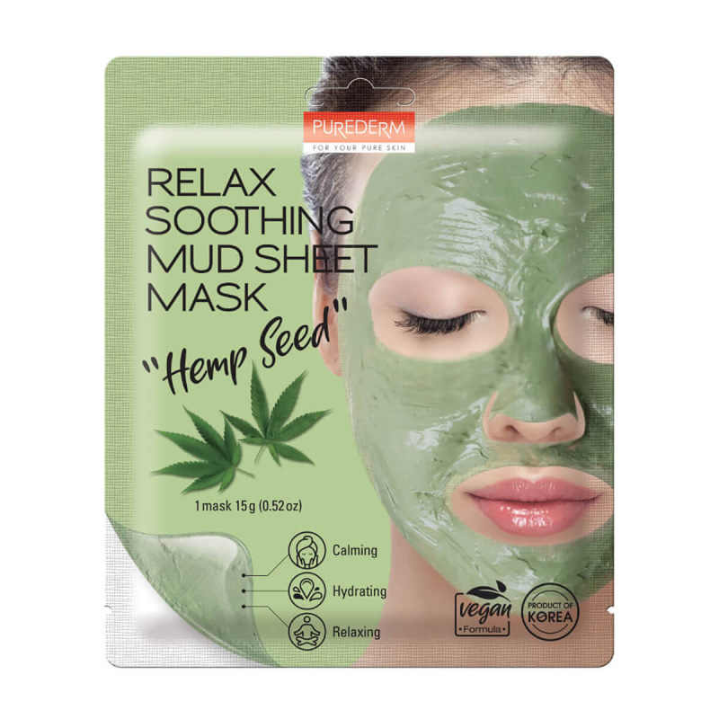 PUREDERM Relax Soothing Mud Sheet Mask HEMP SEED