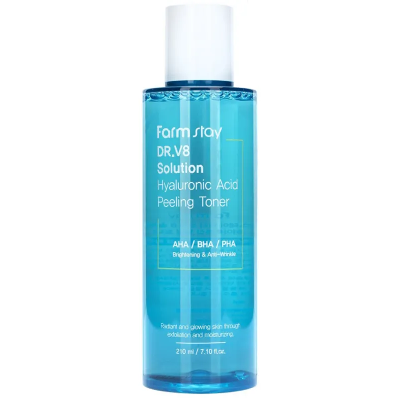 FARMSTAY DR-V8 Solution Hyaluronic Acid Peeling Toner, 210 ml