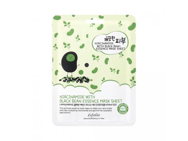 ESFOLIO Rozjasňujúca textilná maska Pure Skin Niacinamide Black Bean Essence Mask Sheet