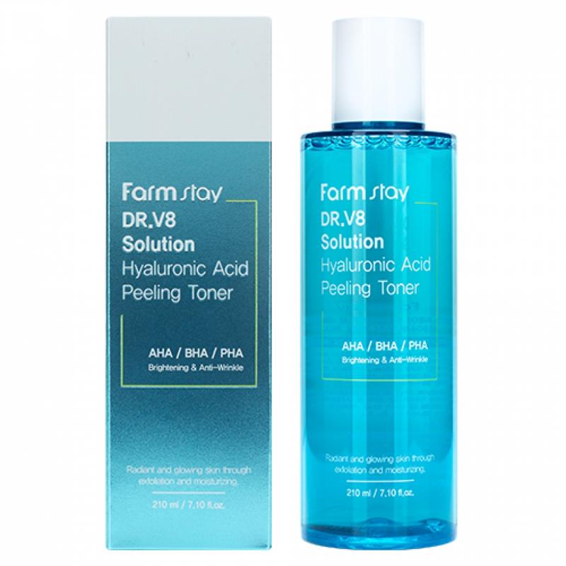 FARMSTAY DR-V8 Solution Hyaluronic Acid Peeling Toner, 210 ml