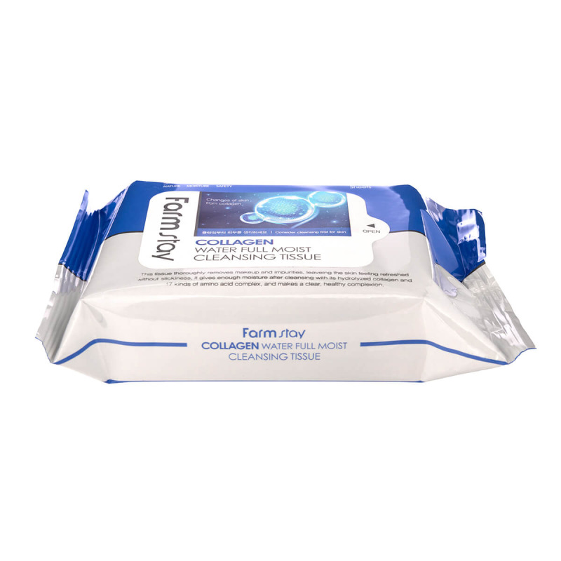FARMSTAY COLLAGEN WATER FULL MOIST Cleansing Tissue - Hydratačné odličovacie obrúsky 2