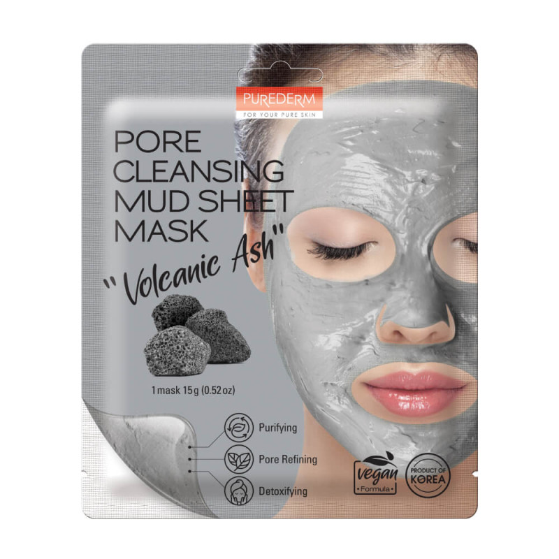 PUREDERM Pore Cleansing Mud Sheet Mask VOLCANIC ASH
