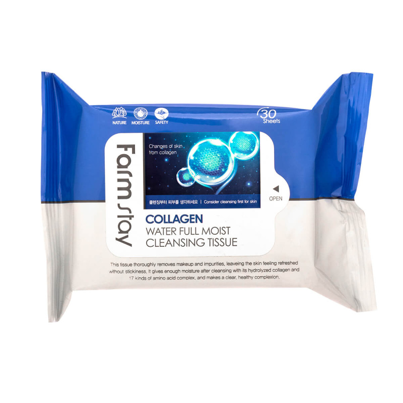 FARMSTAY COLLAGEN WATER FULL MOIST Cleansing Tissue - Hydratačné odličovacie obrúsky