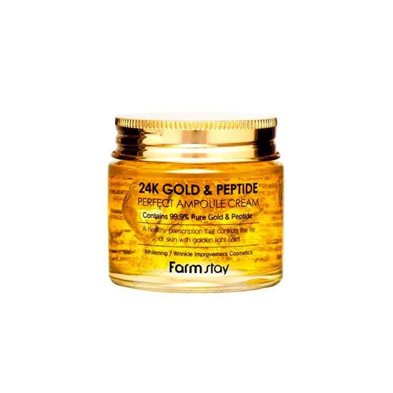 FARMSTAY 24K Gold & Peptide Perfect Ampoule Cream, 80 ml