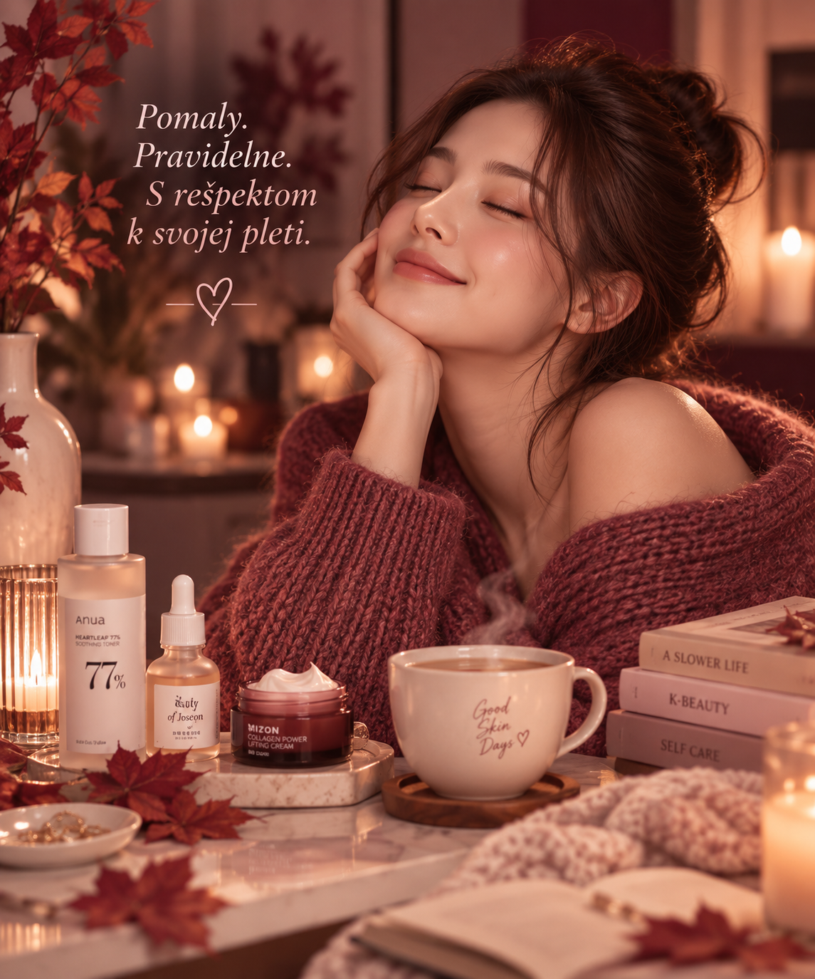 Jesenná večerná skincare rutina s retinolom a hydratáciou
