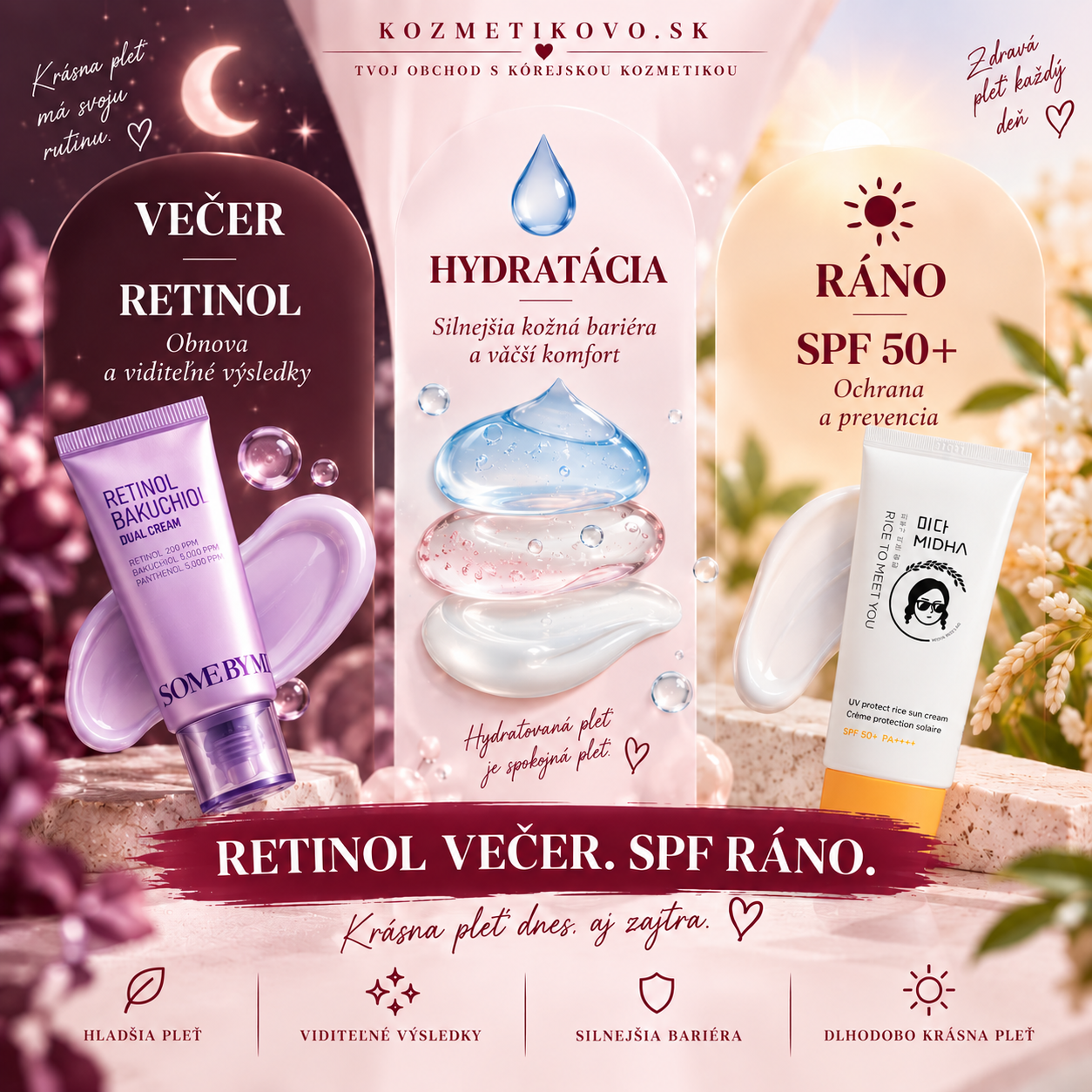 Retinol večer a SPF ráno v jesennej skincare rutine