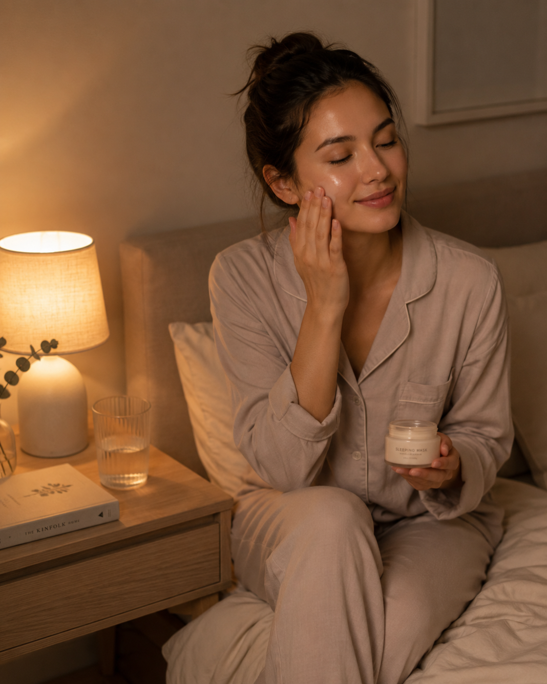 Večerná skincare rutina so sleeping maskou pred spaním.