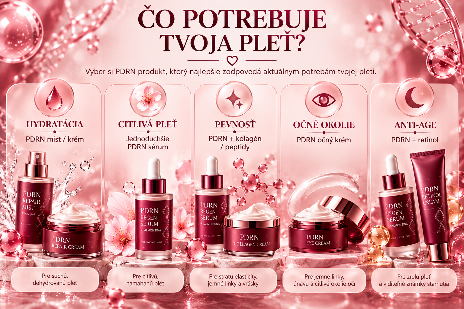 Ako vybrať PDRN produkt podľa potrieb pleti – hydratácia, citlivosť, pevnosť a anti-age starostlivosť