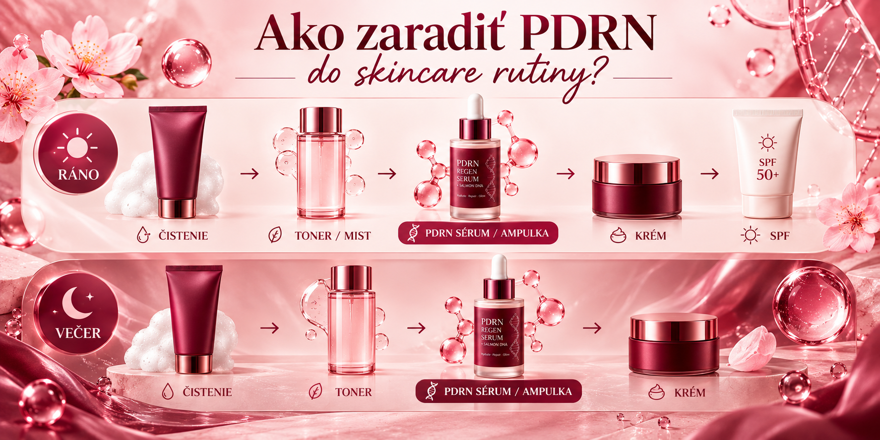 Ako zaradiť PDRN sérum alebo ampulku do rannej a večernej skincare rutiny
