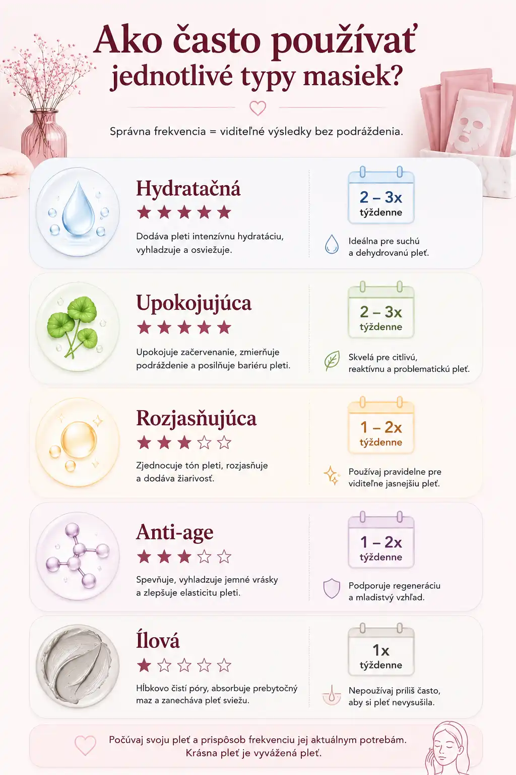 Ako často používať jednotlivé typy masiek