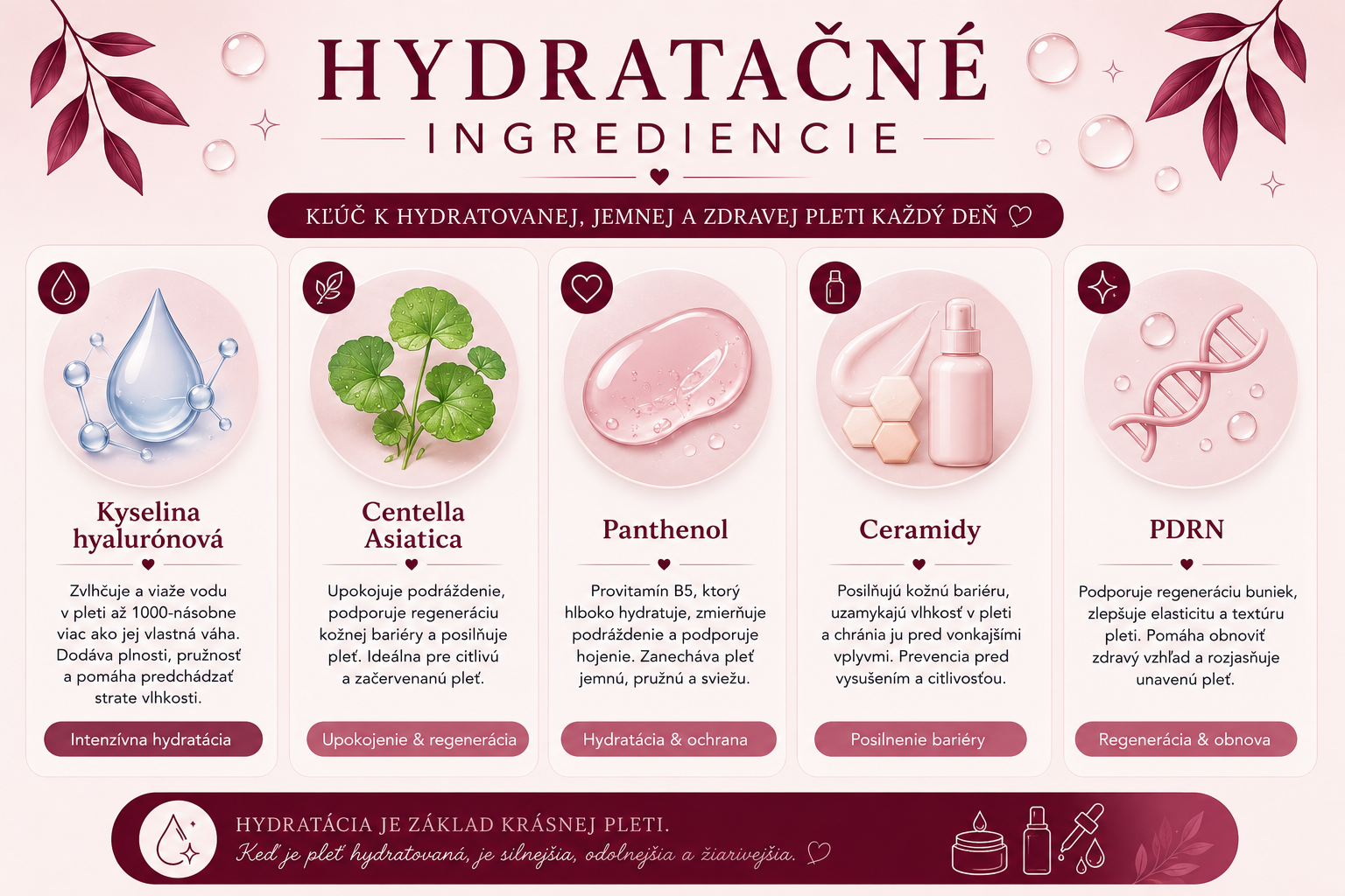 Najlepšie hydratačné ingrediencie pre dehydrovanú pleť.