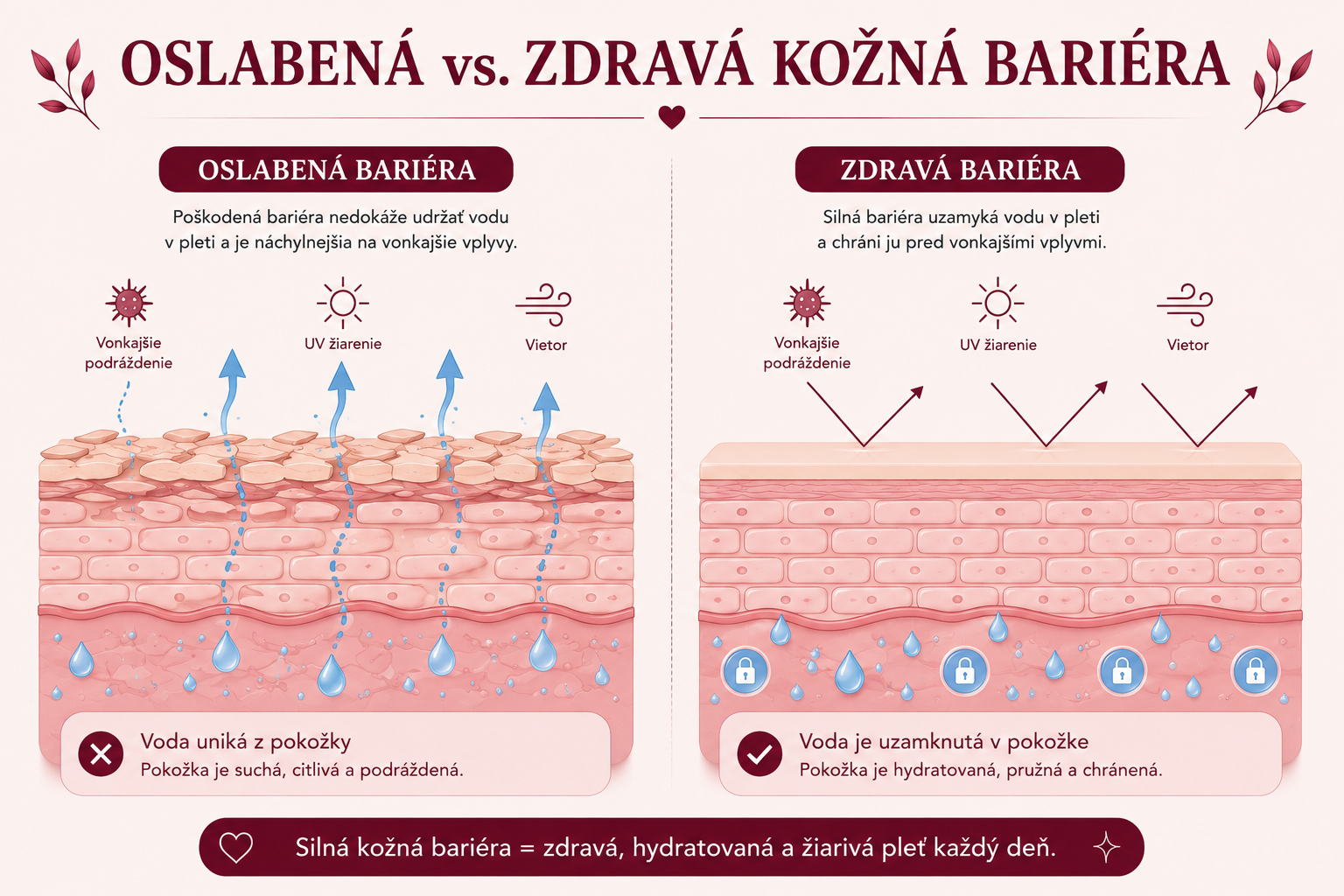 Ako funguje kožná bariéra a prečo je dôležitá pri hydratácii pleti.