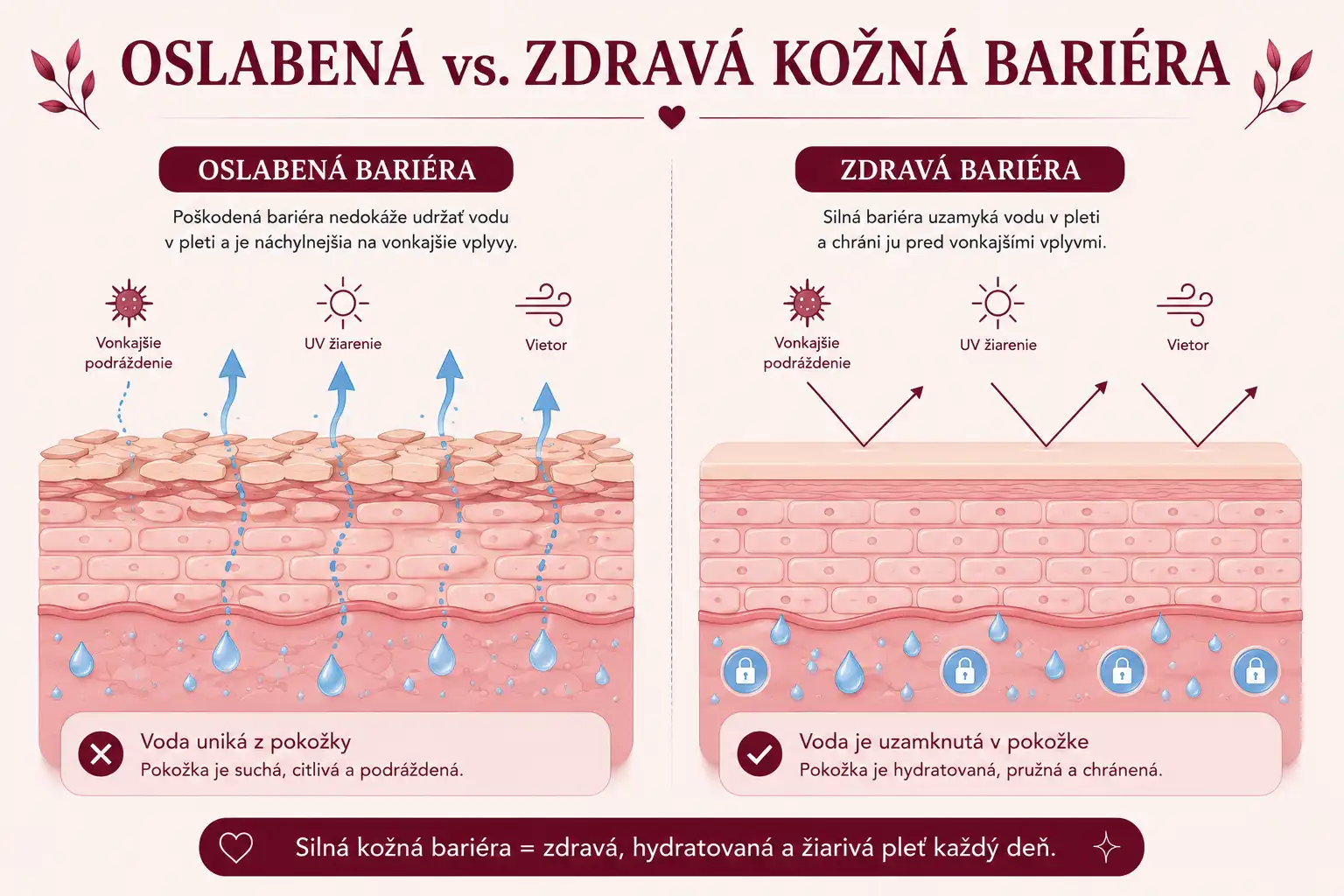 Ako funguje kožná bariéra a prečo je dôležitá pri hydratácii pleti.