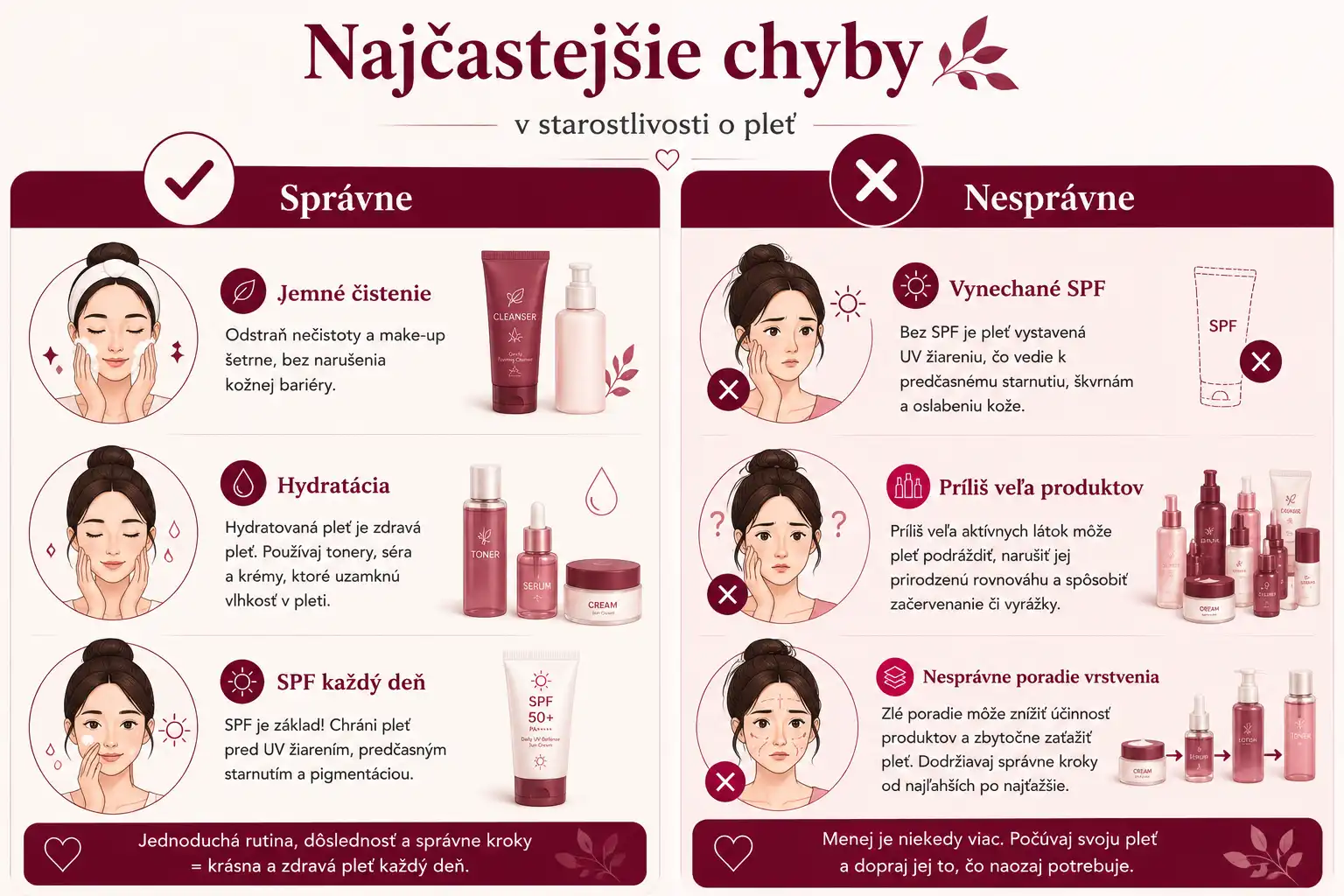 Najčastejšie chyby pri rannej skincare rutine a ako sa im vyhnúť.