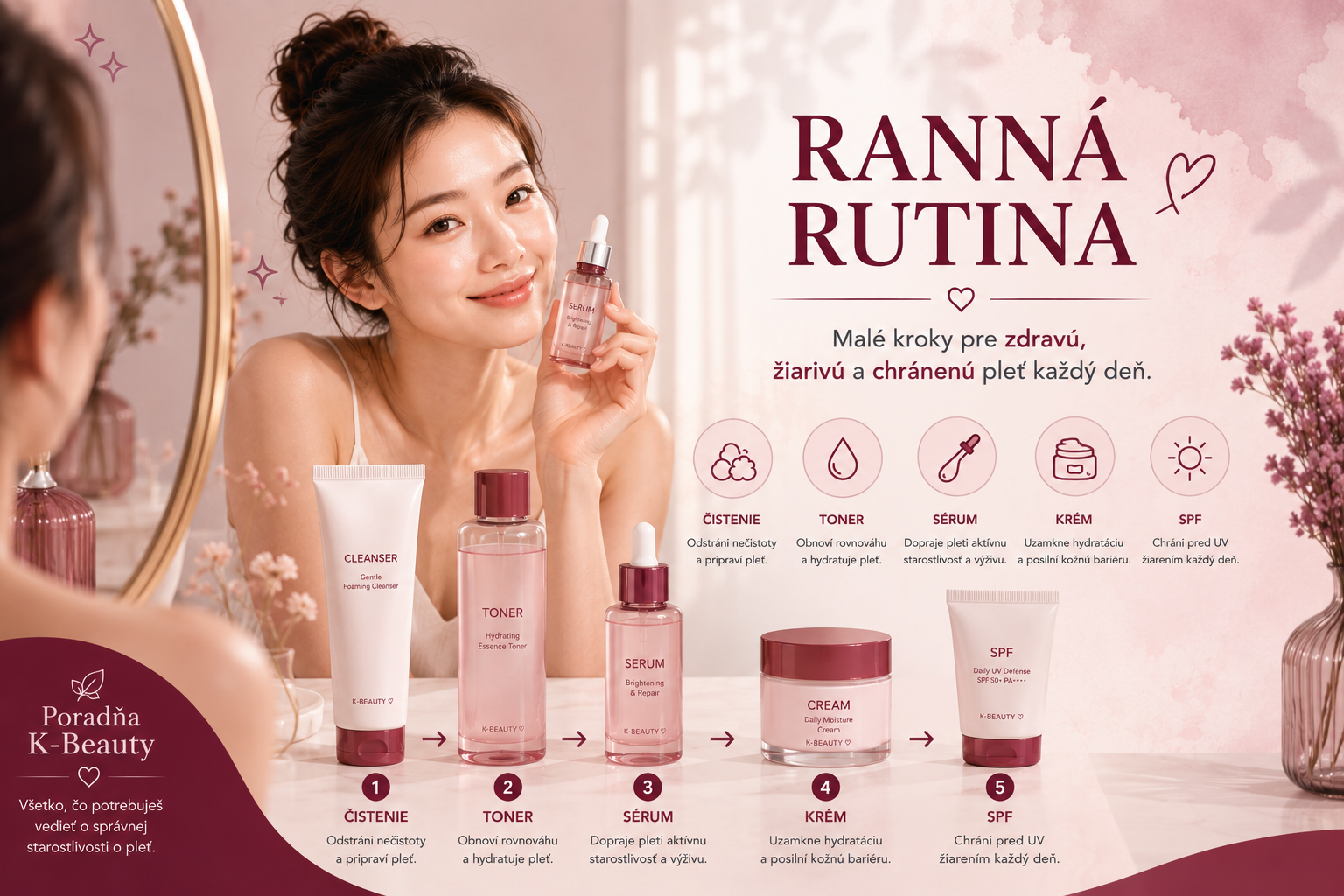 Ranná K-beauty rutina pre žiarivú pleť