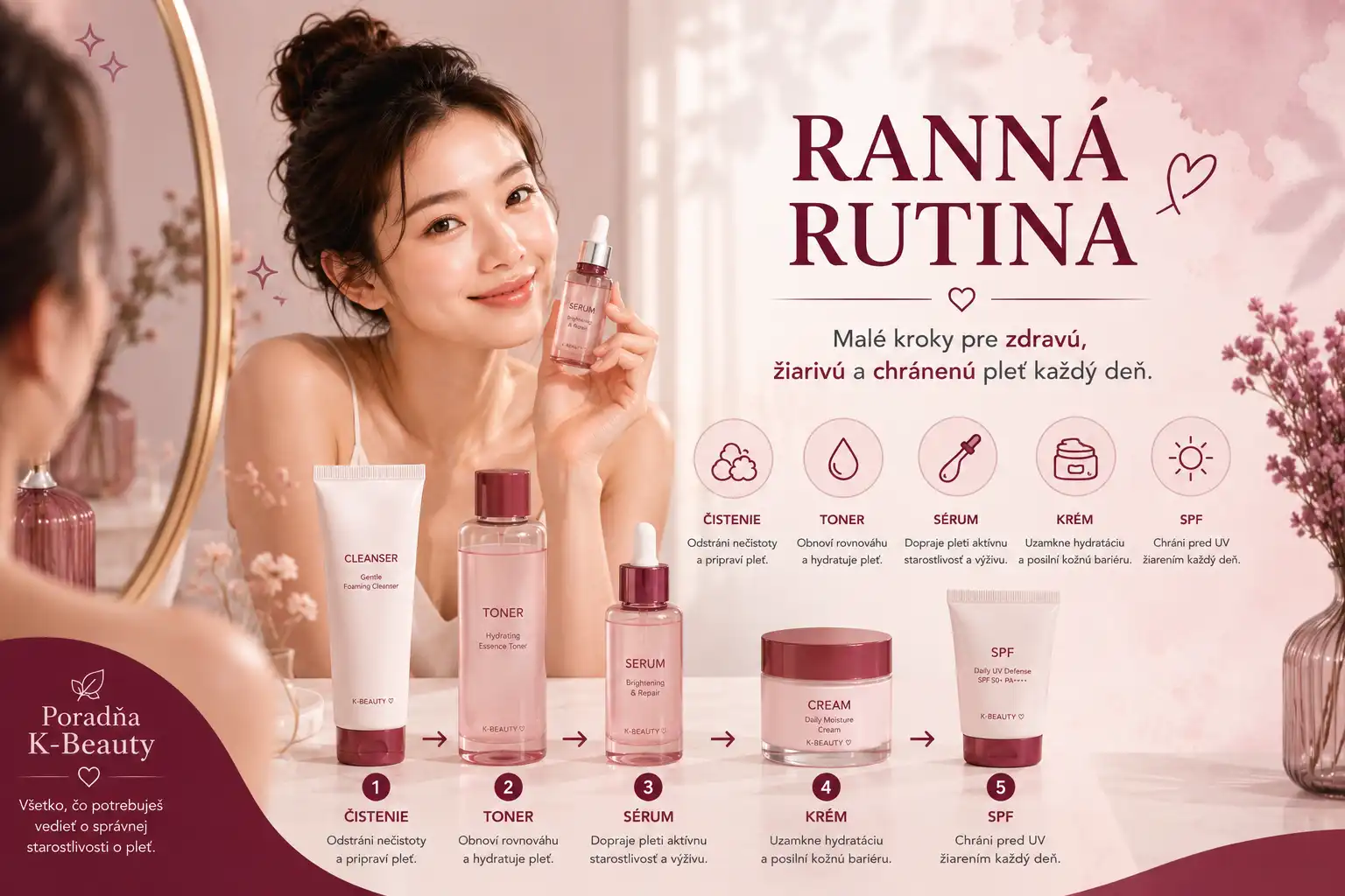 Ranná K-beauty rutina pre žiarivú pleť