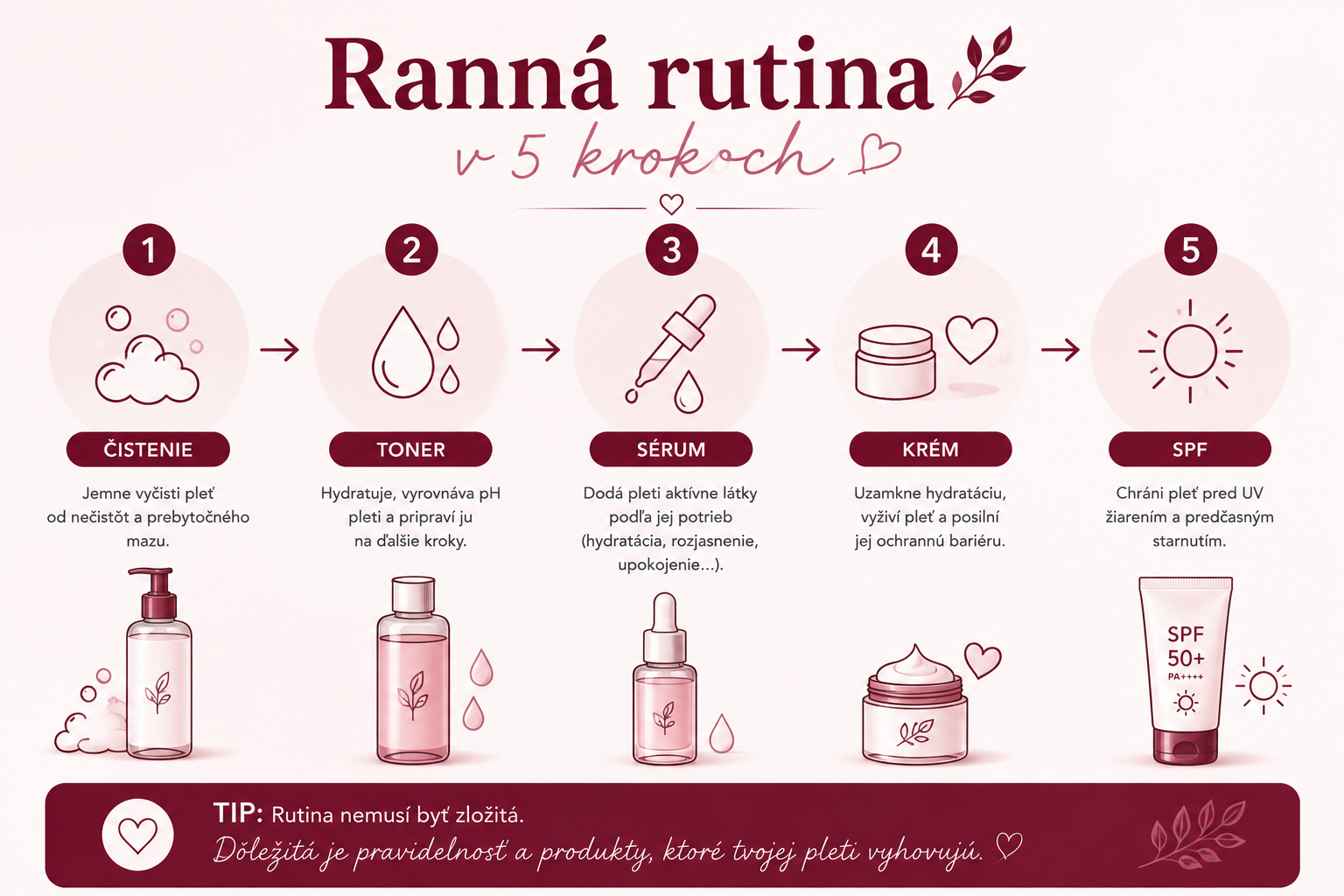 Správne poradie produktov v rannej skincare rutine.