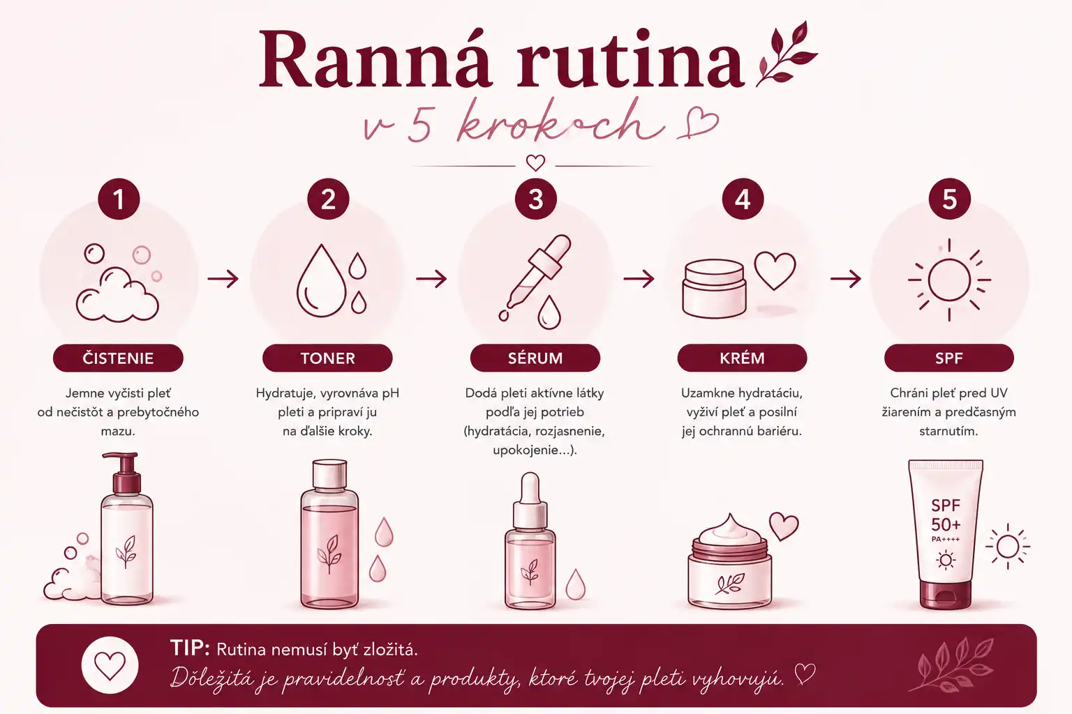 Správne poradie produktov v rannej skincare rutine.