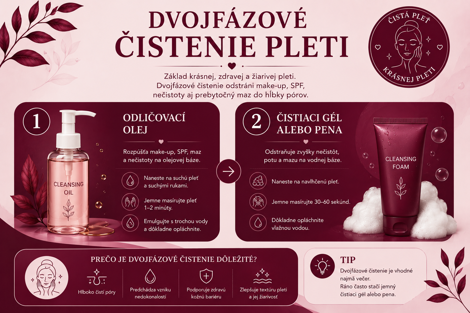 Dvojfázové čistenie pleti pri rozšírených póroch.