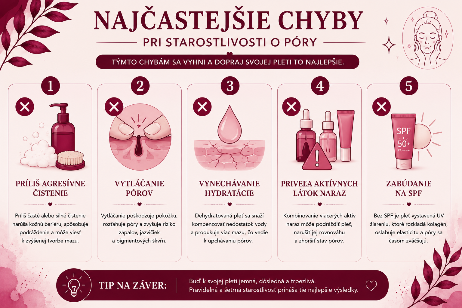 Najčastejšie chyby pri starostlivosti o rozšírené póry.