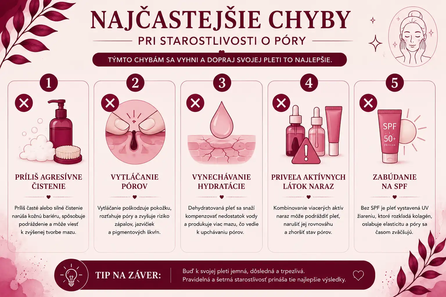 Najčastejšie chyby pri starostlivosti o rozšírené póry.