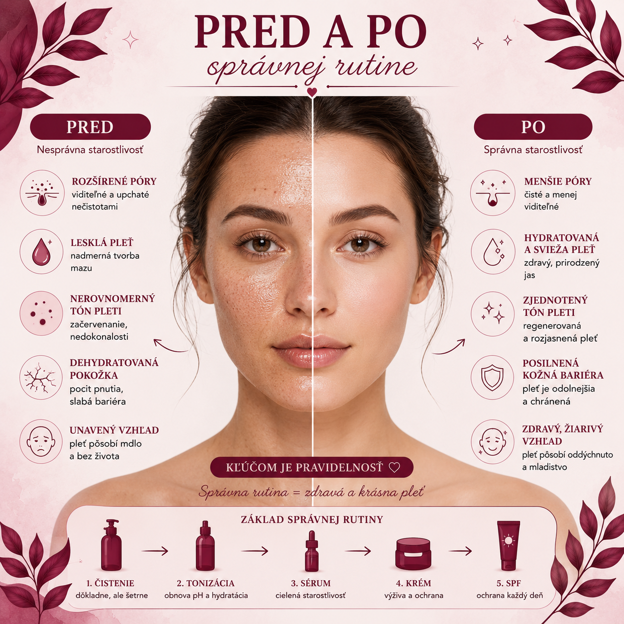 Ako môže správna skincare rutina zlepšiť vzhľad rozšírených pórov.