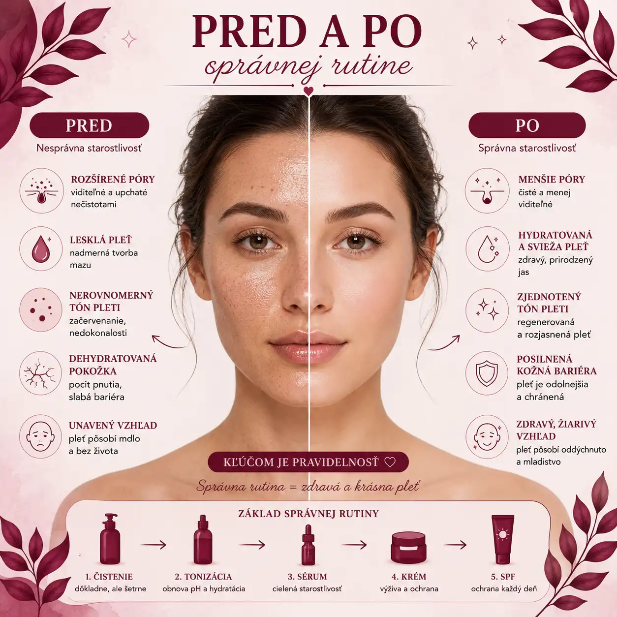 Ako môže správna skincare rutina zlepšiť vzhľad rozšírených pórov.