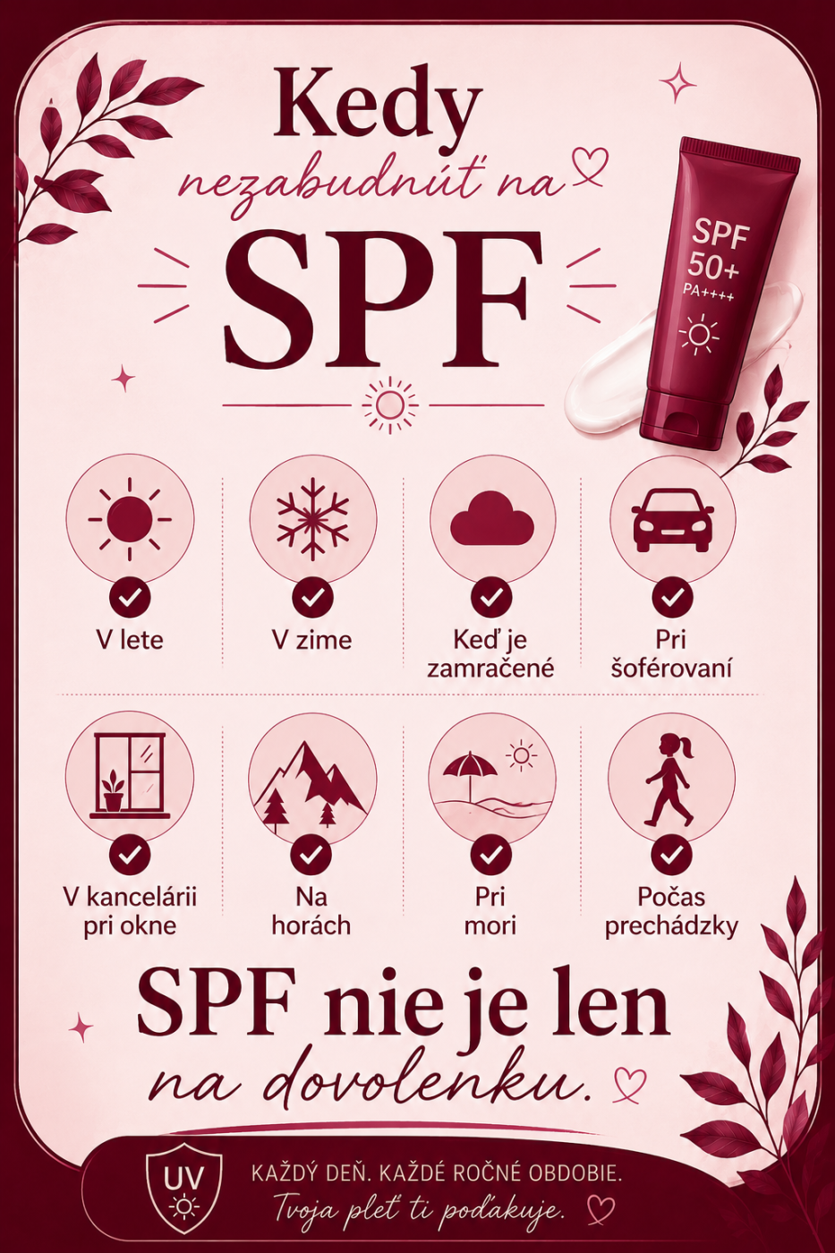 Kedy je potrebné používať opaľovací krém SPF počas roka.