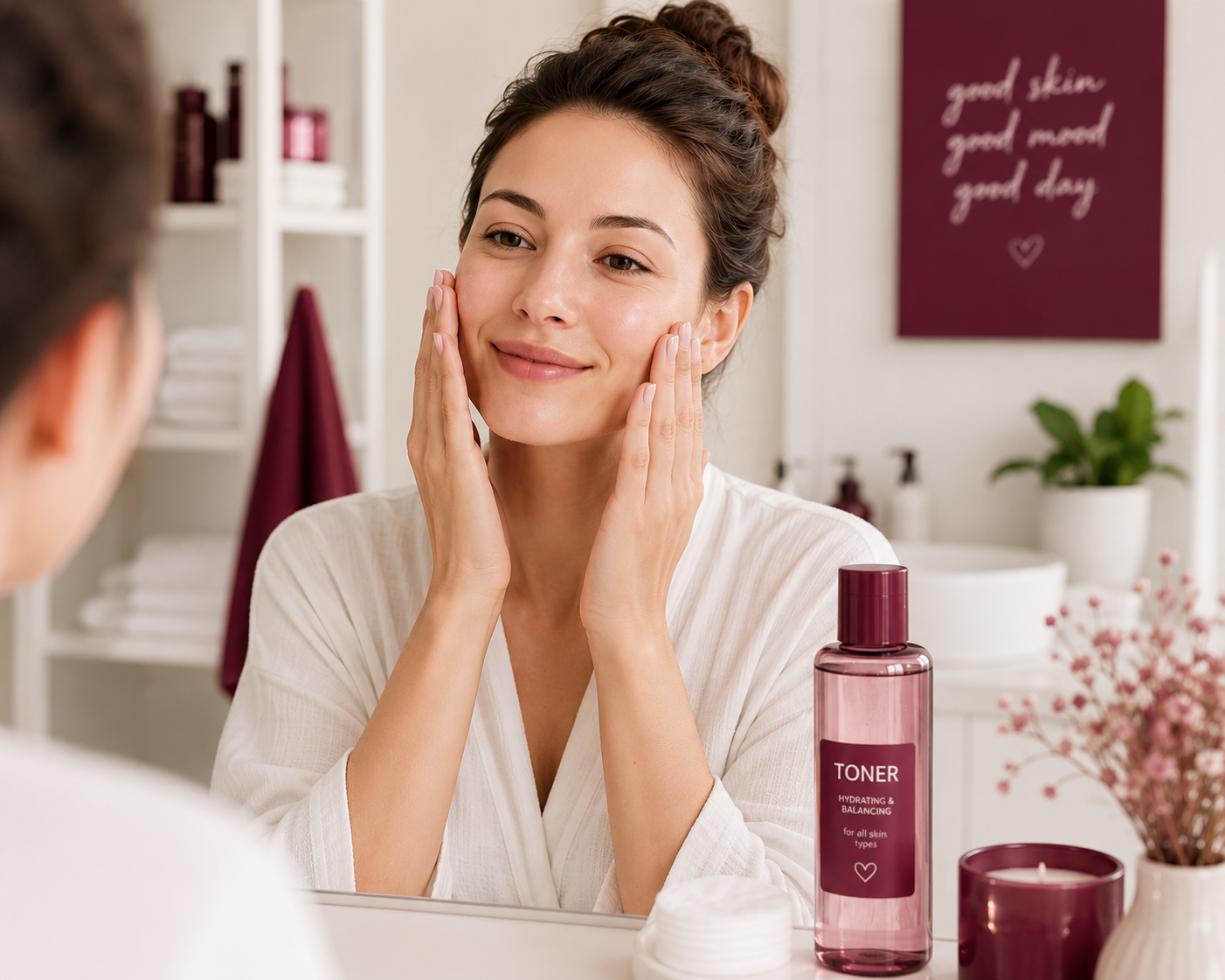 Použitie hydratačného tonera po čistení pleti v K-Beauty rutine.