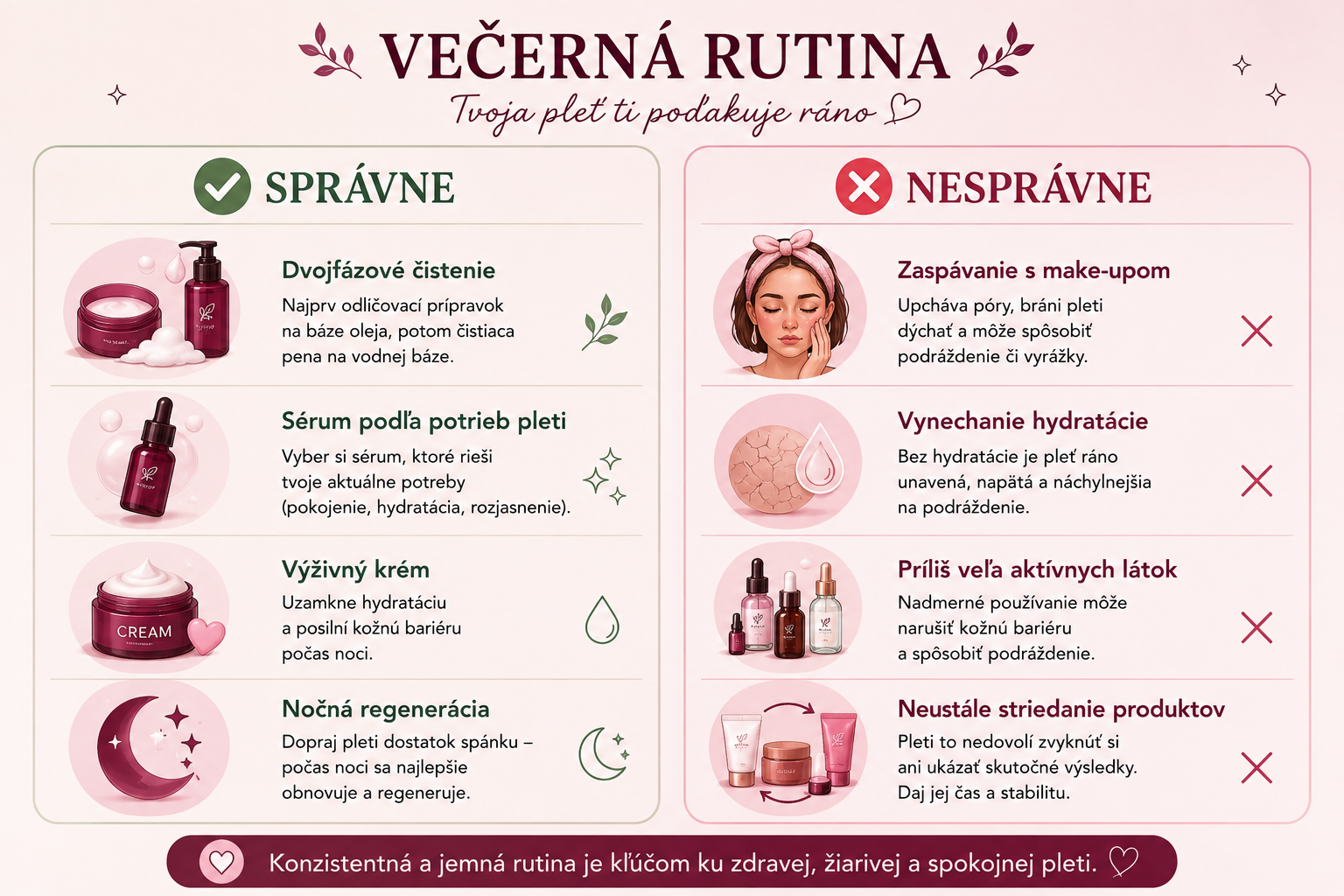 Najčastejšie chyby pri večernej skincare rutine.