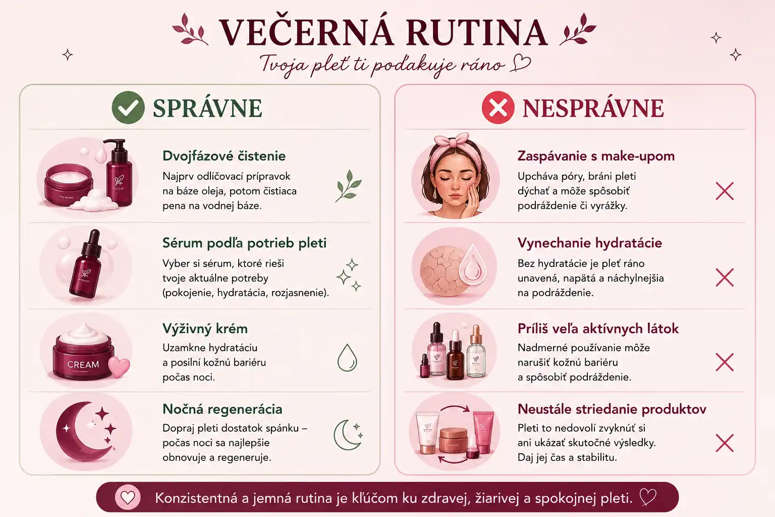 Najčastejšie chyby pri večernej skincare rutine.