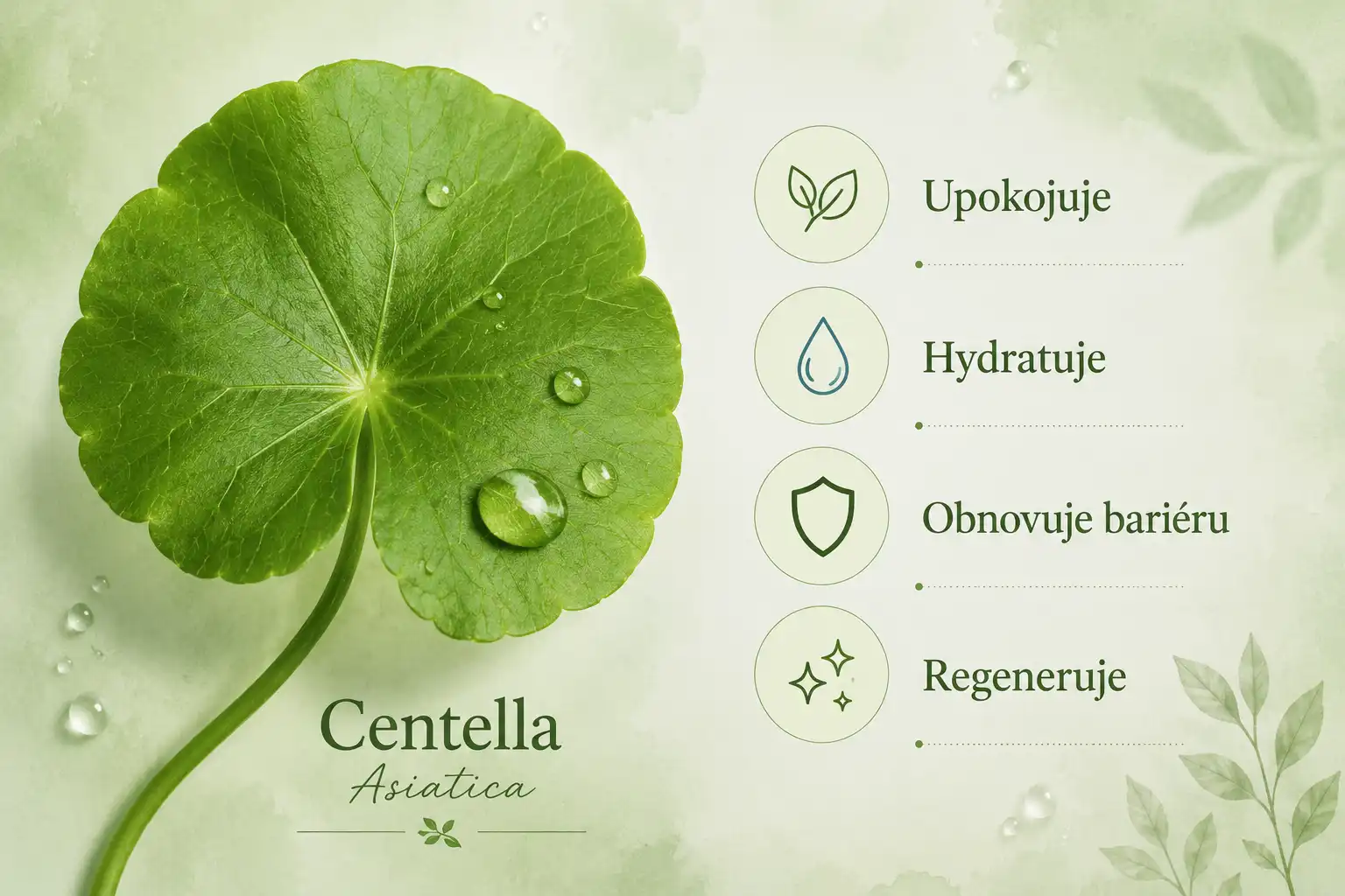 Centella Asiatica – upokojujúca ingrediencia pre citlivú a začervenanú pleť.